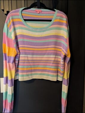 Sugar Thrillz Pastel Multistripe Crewneck Sweater Dollskill Plus Size